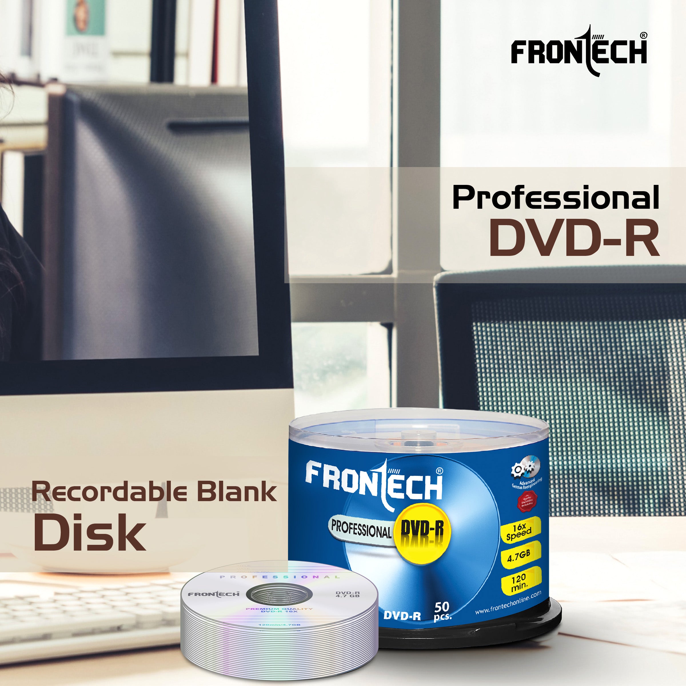 Frontech Professional DVD 4.7GB Media 120 Mins 16X Multi Speed - Pack of 50 (DVD-0003) Frontech Professional DVD 4.7GB Media 120 Mins 16X Multi Speed - Pack of 50 (DVD-0003)